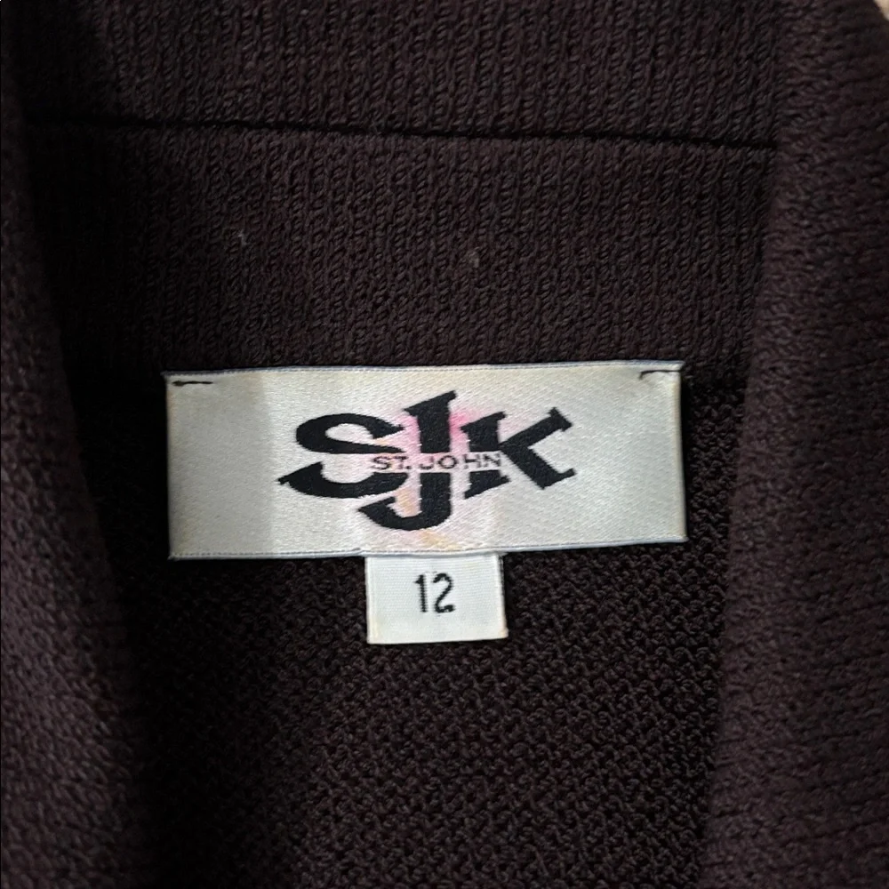 St John Dark Brown Santana Knit Women’s Double-Breasted‎ Pants Suit Size 12
